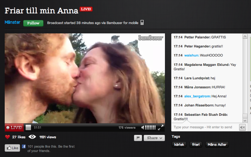 Måns Adler, Bambuser, anna oscarsson