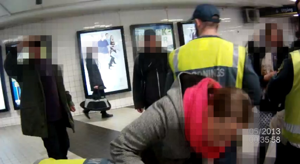 Ordningsvakt, Film, Ingripande, Twitter, tunnelbana, Polis, Stockholms central