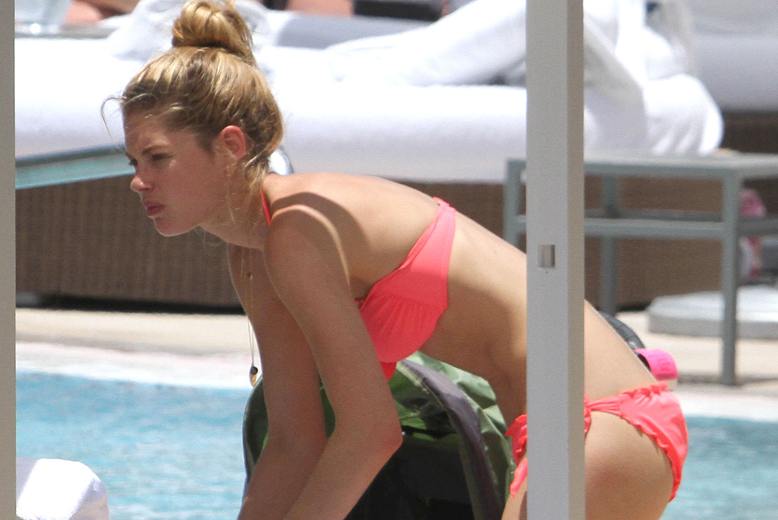 Förhållande, Semester, Beach, Strand, Doutzen Kroes, Pool, Hollywood, Victorias Secret, Bikini, Familj