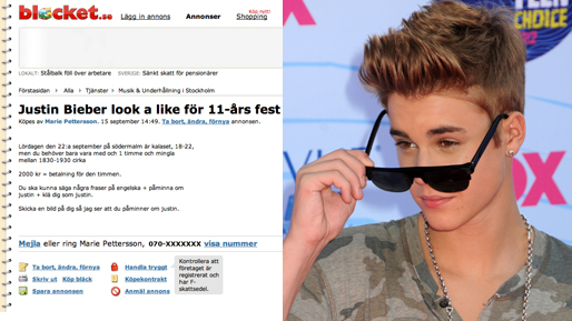 Kopia, Blocket, Justin Bieber