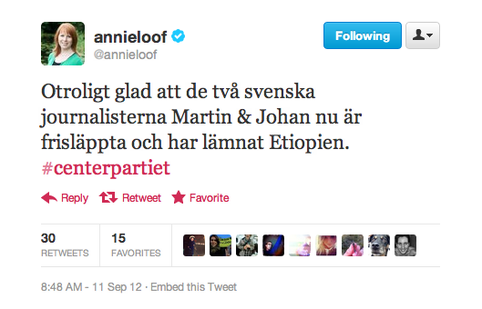 Centerpartiet, Twitter, Annie Lööf