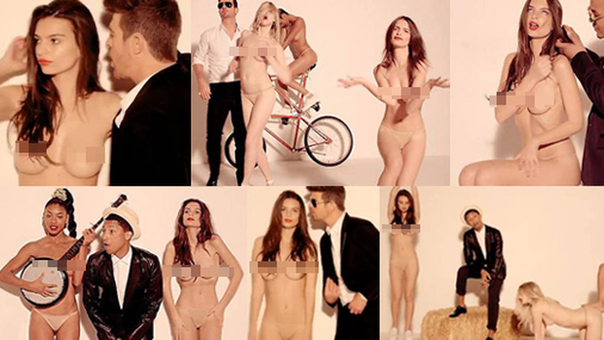 Kvinnorna är topless och männen är påklädda – videon till "Blurred lines" upprör.