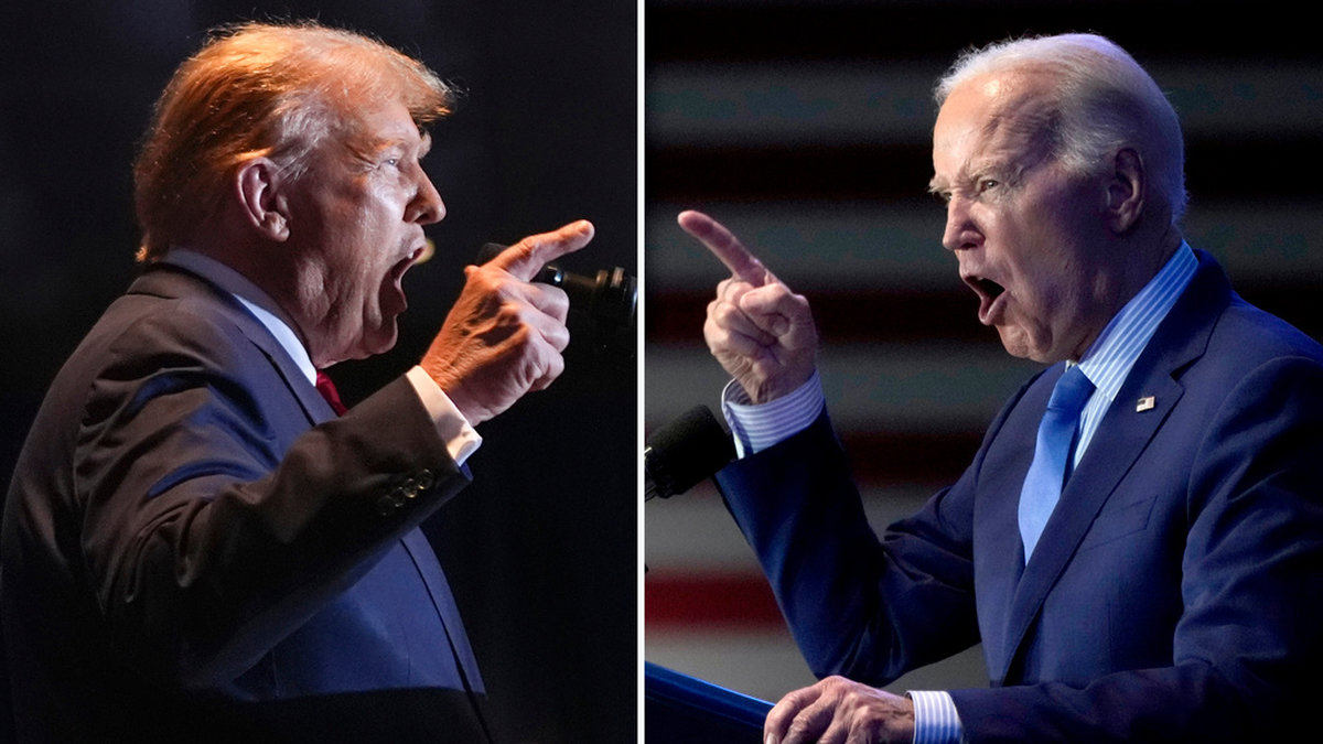 Expresidenten och republikanen Donald Trump och presidenten och demokraten Joe Biden, båda fotograferade i South Carolina i USA i februari.