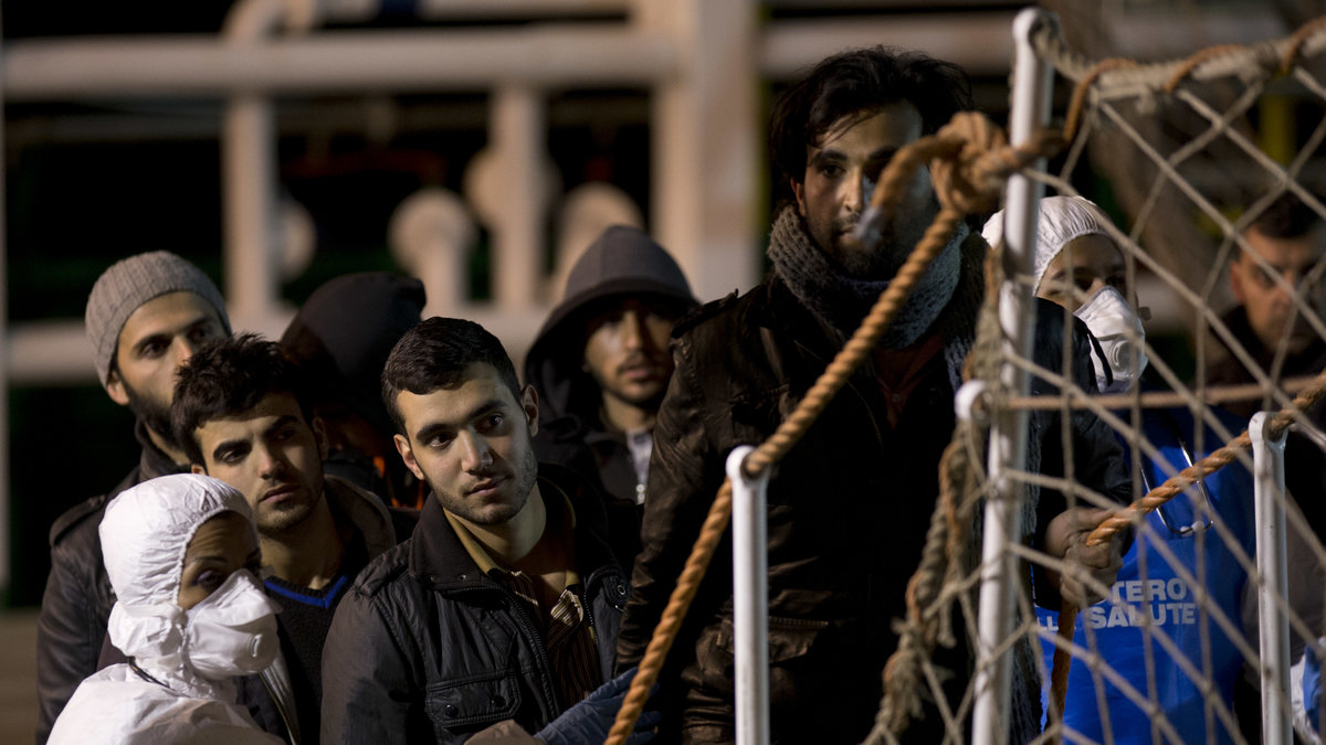 Flyktingar som hamnade vid sicilianska Pozzallo.