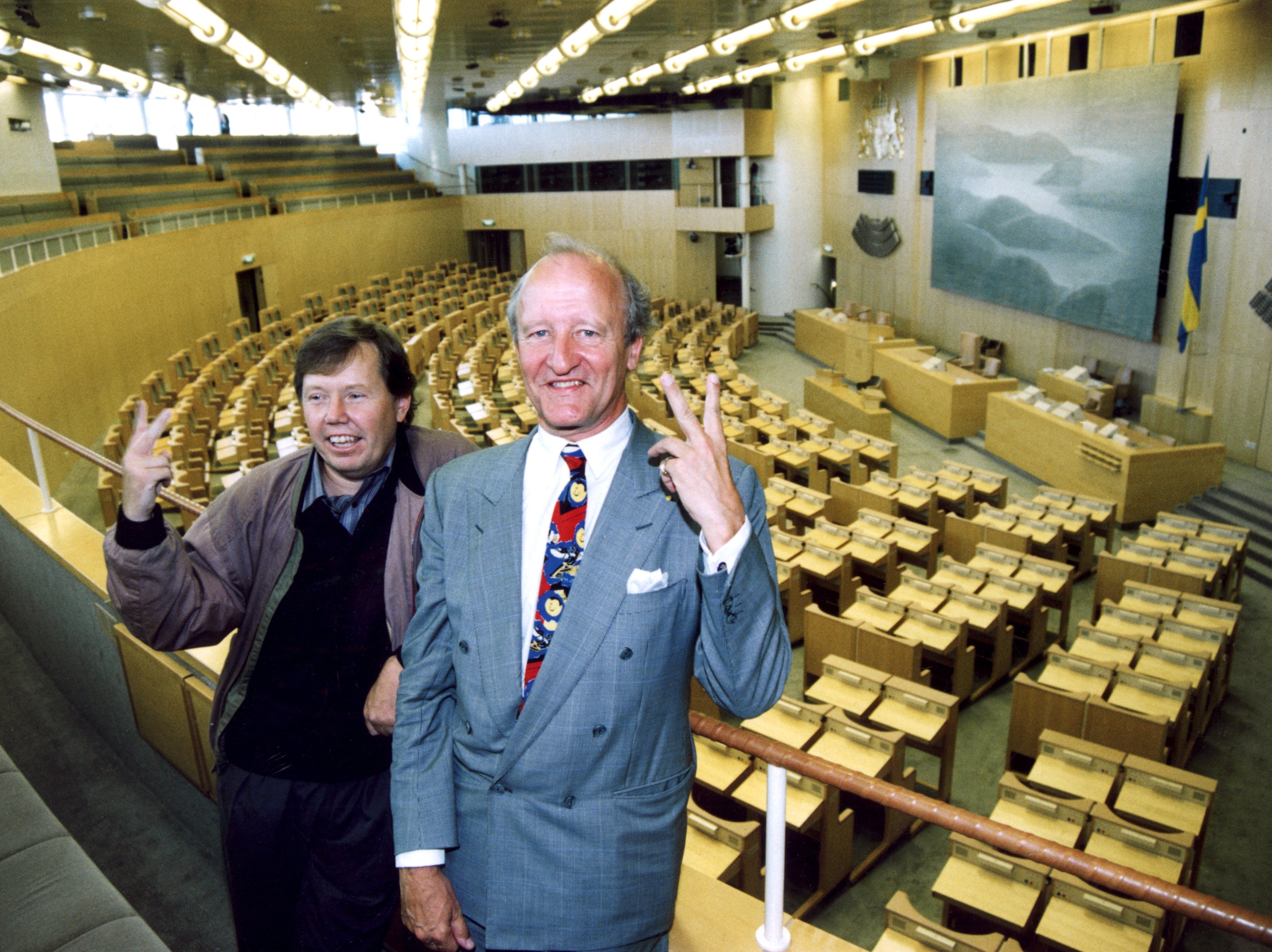Karlsson och Ian Wachtmeister i riksdagen 1991.