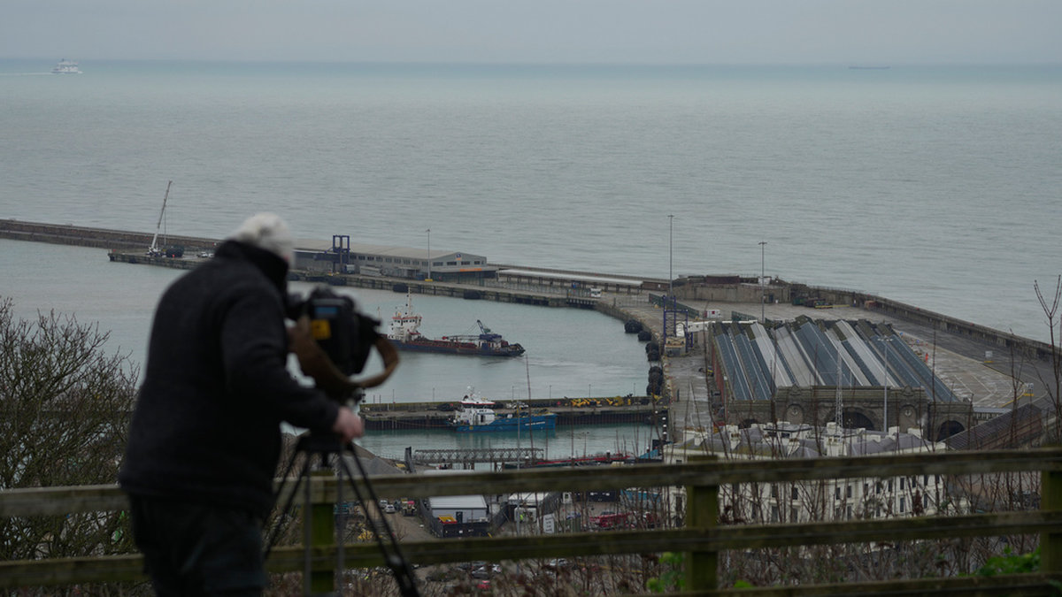 En hamn i Dover, Storbritannien, dit migranter och flyktingar tagits emot. Arkivbild.