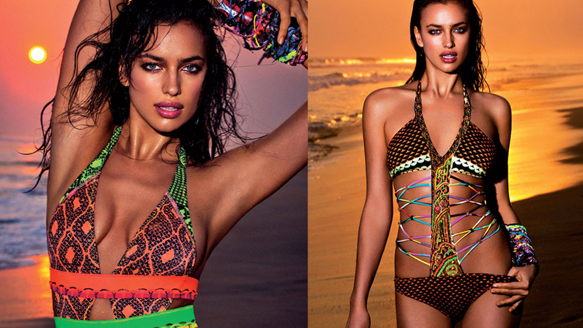 Irina Shayk, 26, modellar det colombianska bikinimärket Agua Benditas kommande kampanj. 