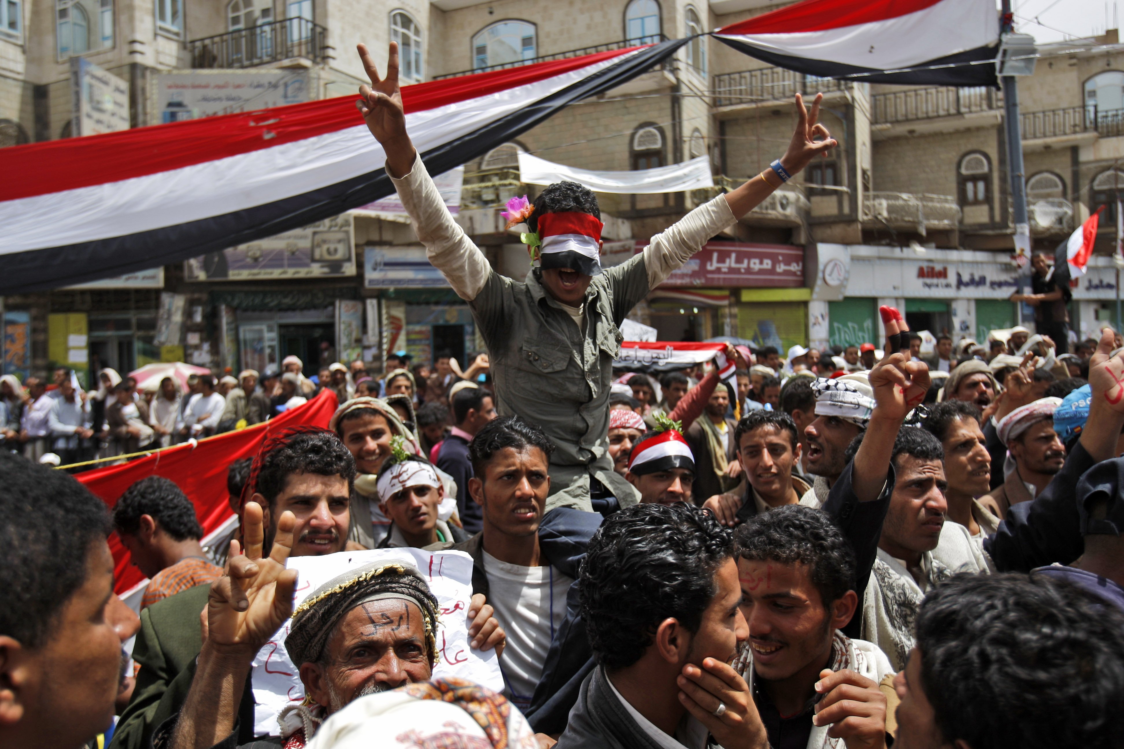 Demonstration, Kravaller, Jemen, Uppror, Revolution
