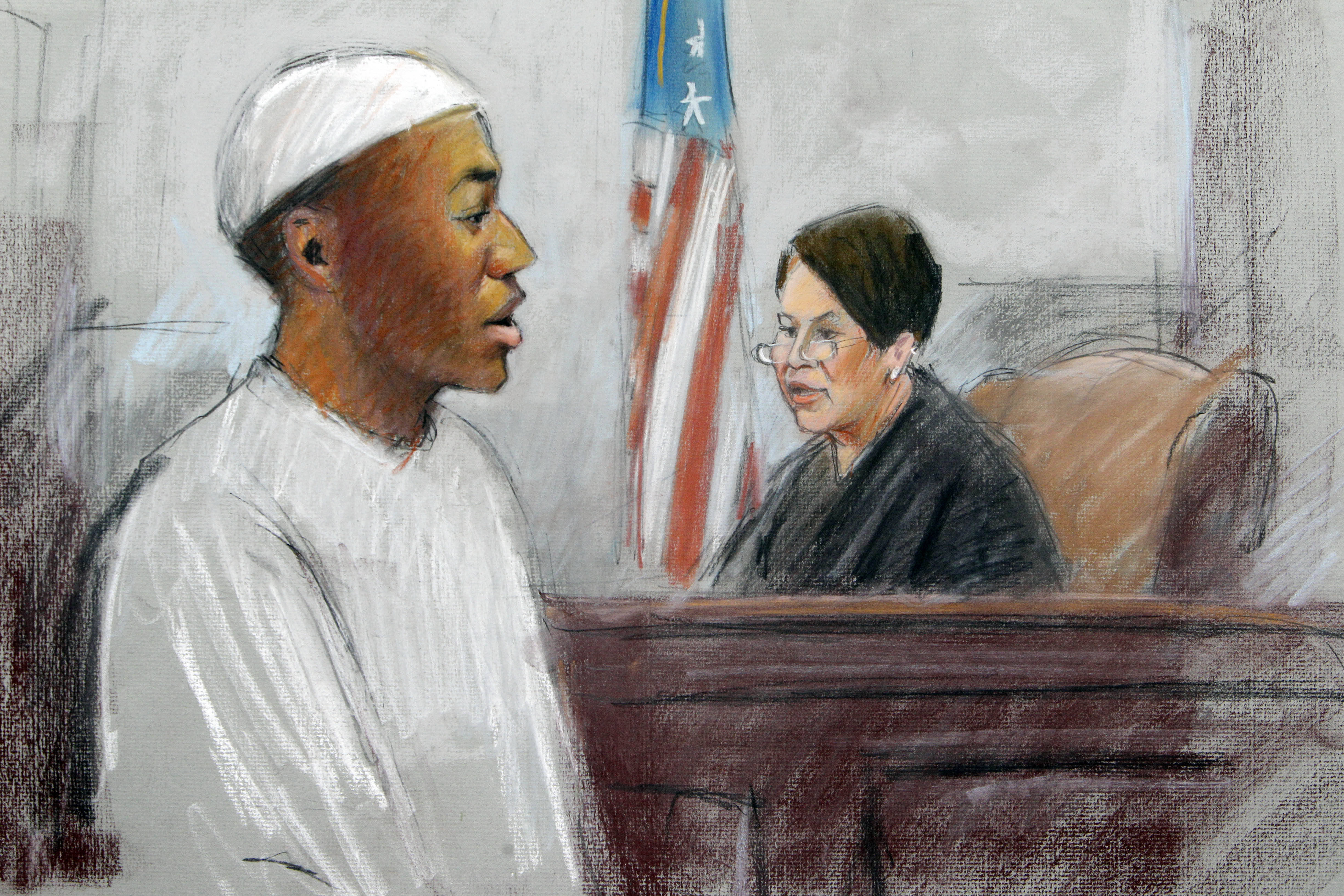 Umar Farouk Abdulmutallab,  och domaren Nancy Edmonds i Detroits domstol den 16 februari 2012. 