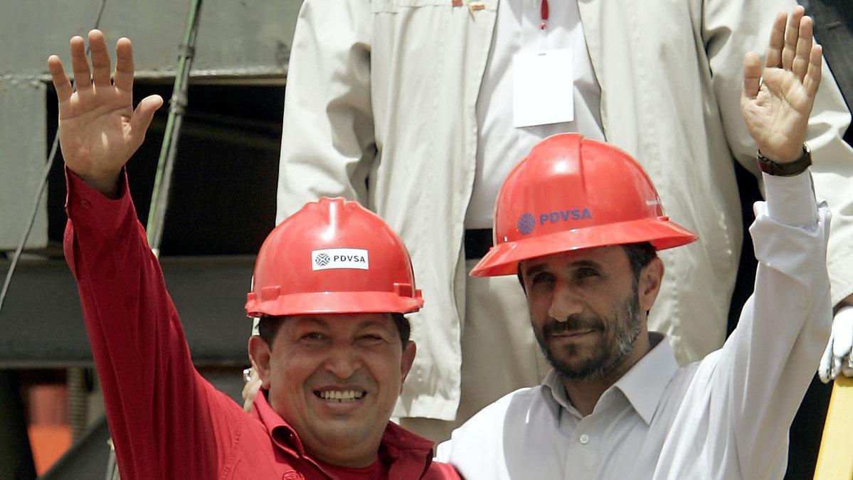 Chávez på besök hos Ahmadinejad i Iran.
