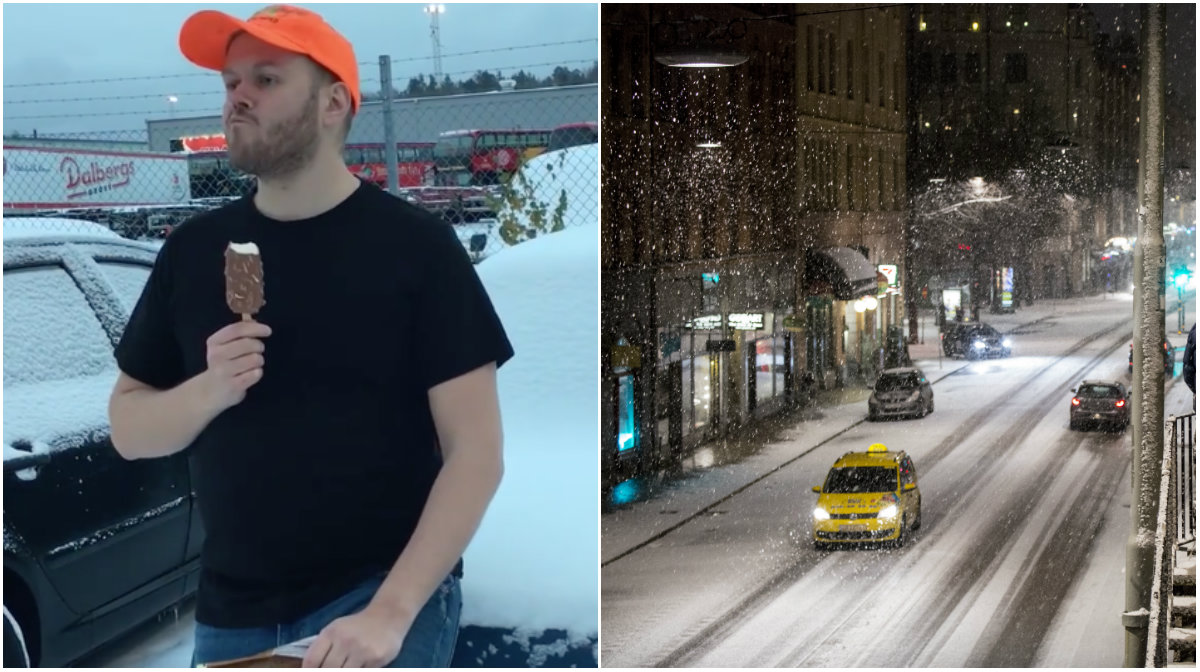 Klas visar hur det ser ut när det snöar i Norrland vs. i Stockholm
