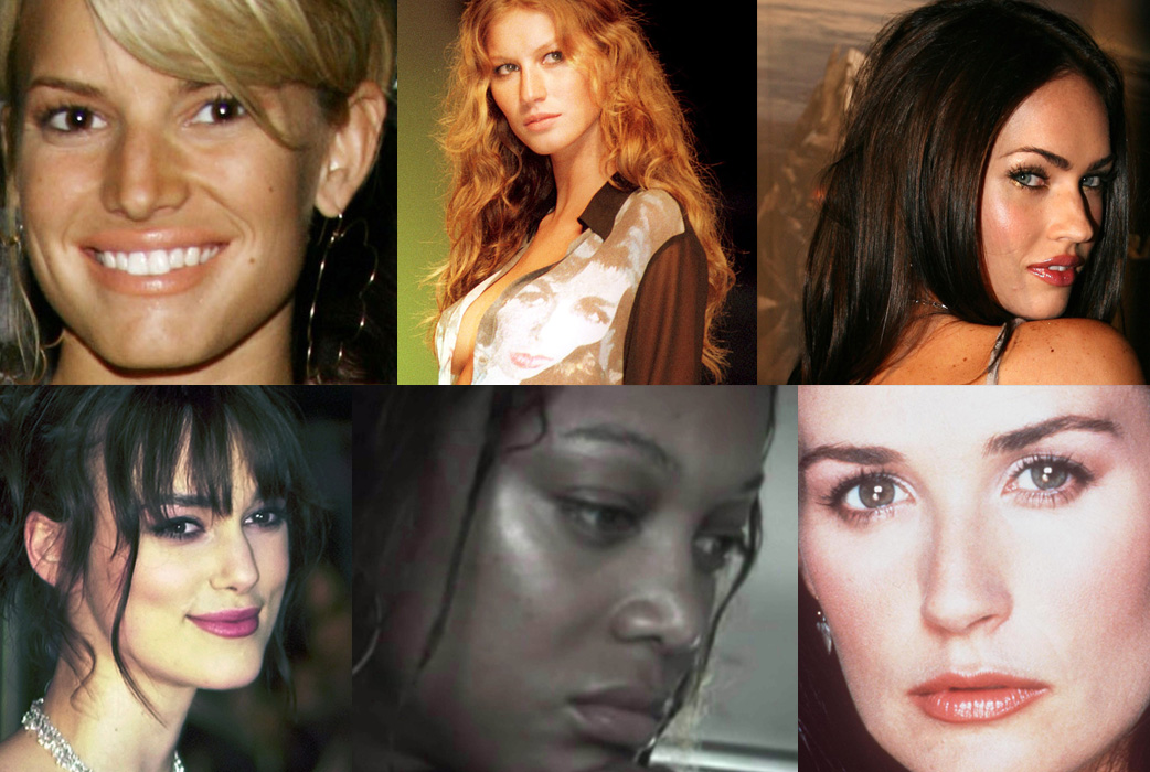Jessica Simpson, Gisele Bundchen, Megan Fox, Keira Knightley, Tyra Banks och Demi Moore – innan sina förmodade näsoperationer. 