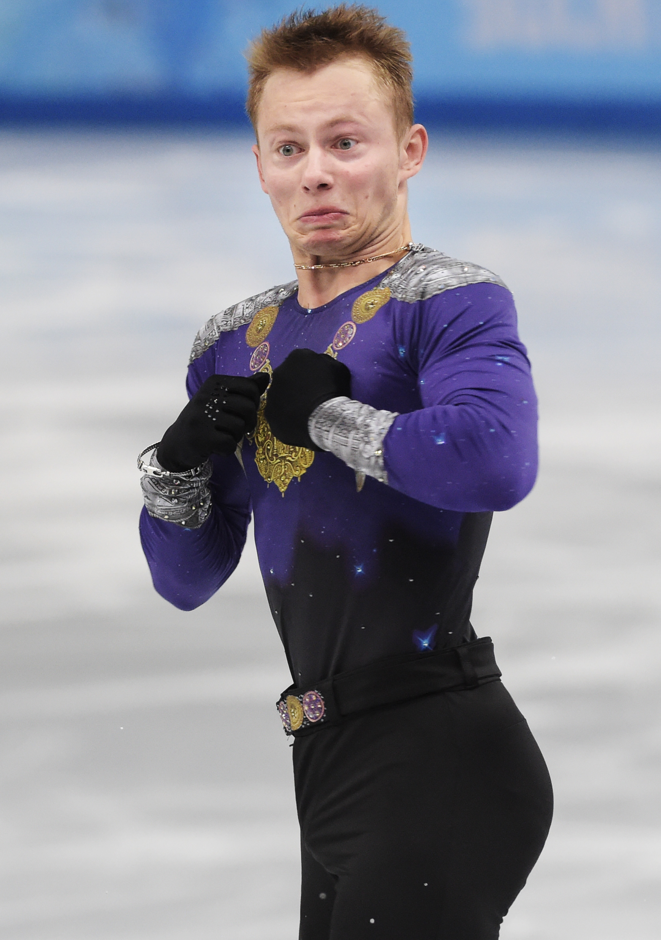 Sveriges Alexander Majorov försöker hålla ansiktet i styr. Sveriges Alexander Majorov försöker hålla ansiktet i styr.