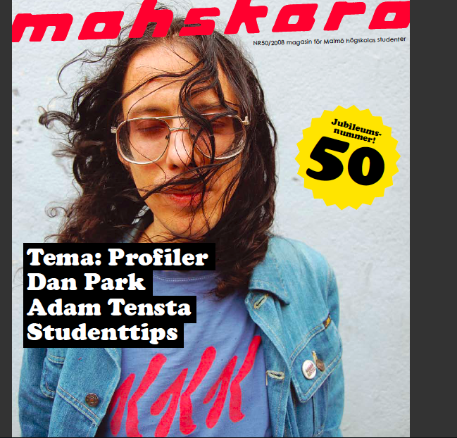 Dan Park poeserar i en t-shirt med trycket KKK på omslaget av Malmö högskolas studenttidning.