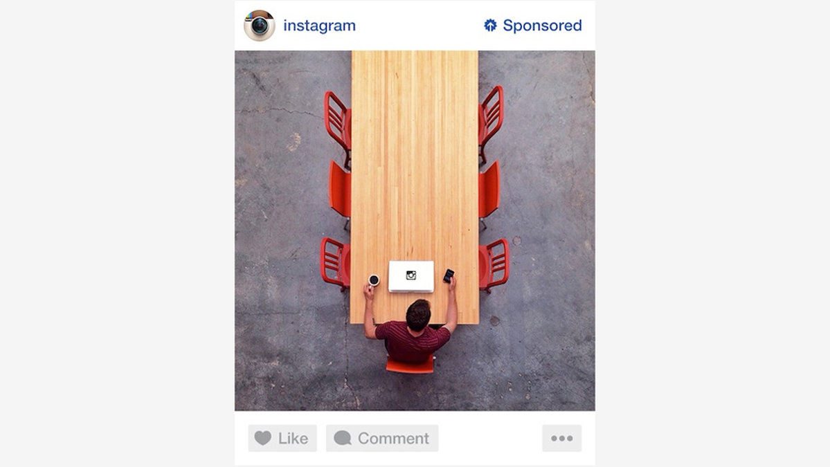 Här är testannonsen Instagram själva skapat.