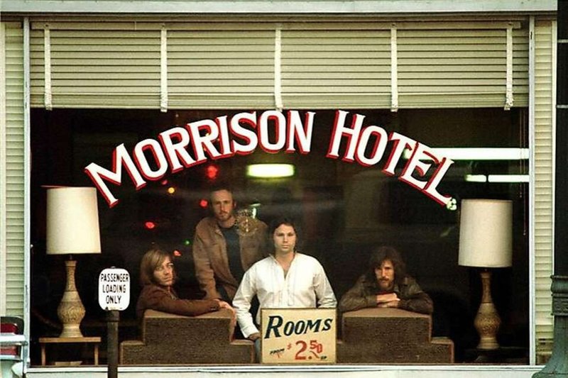 Morrison Hotel i Los Angeles frontade omslaget till The Doors album från 1970 med samma namn. Arkivbild.
