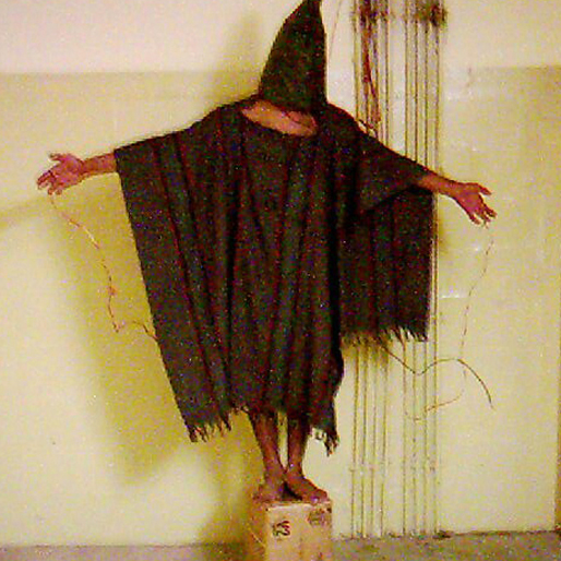 En fånge i fängelset Abu Ghraib i Baghdad. 
