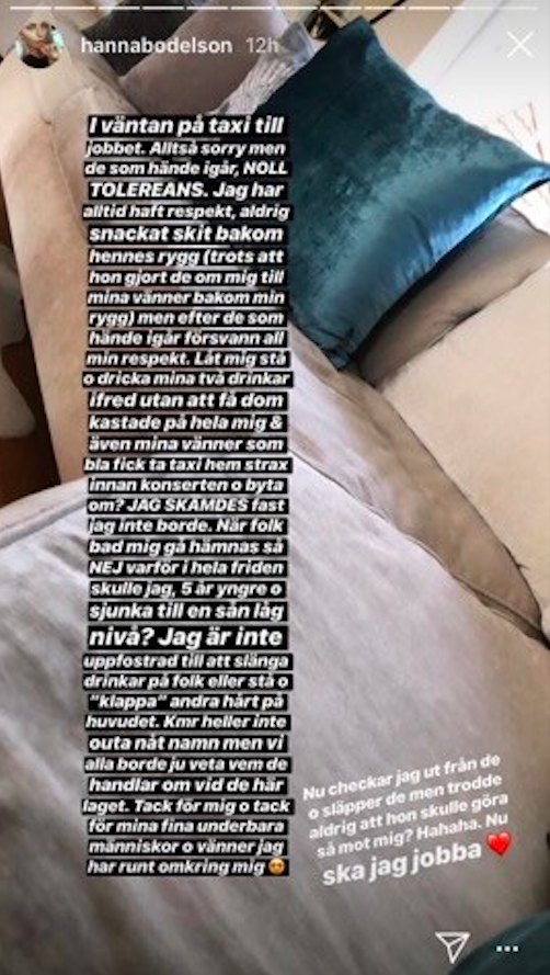 Hanna skrev ut detta på sin Instagram Hanna skrev ut detta på sin Instagram
