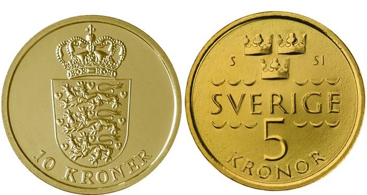 Nya mynt, Likhet, Riksbanken, Sverige, Danmark