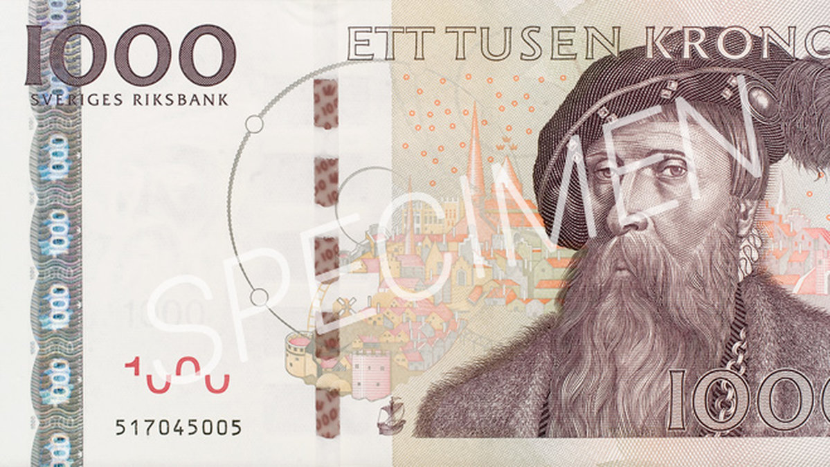 Den gamla tusenkronorsedeln med Gustav Vasa blir ogiltig i handel 30 juni 2016.
