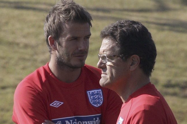 Fabio Capello (t.h.) tänker inte satsa på David Beckham (t.v.).
