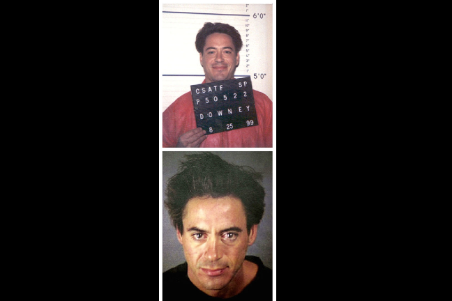Robert Downey Jr: Hall of Fame. Stjärnan hade problem med droger och åkte in och ut ur polishuset.  