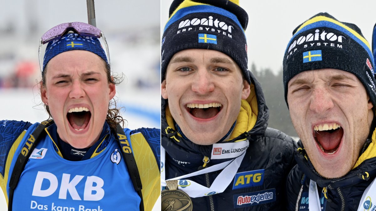 Hanna Öberg, Sebastian Samuelsson och Martin Ponsiluoma firade sina guld inatt. 