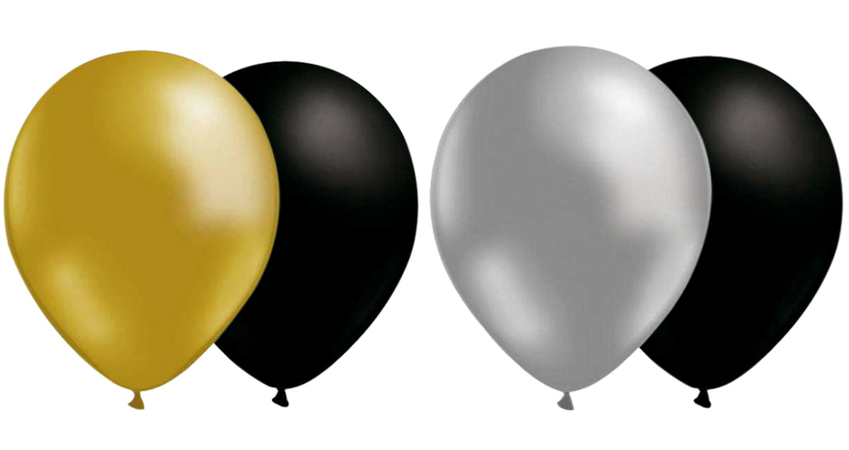 Ballonger i guld, svart och silver Ballonger i guld, svart och silver