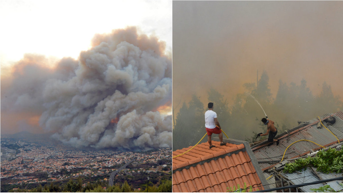 Sjuka bränder rasar just nu både på Madeira och på portugisiska fastlandet. 