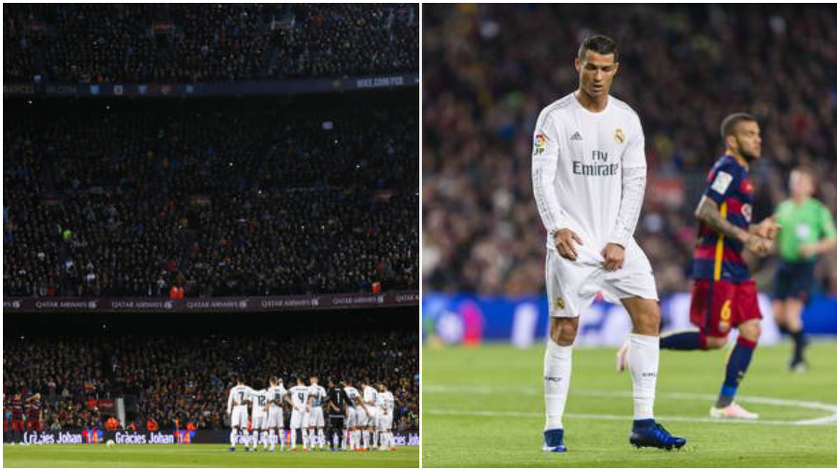 En del Barcelona-supportrar hånande Ronaldo under den tysta minuten. 