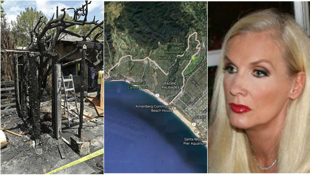 Det var i torsdags som Hollywoodfrun Gunilla Perssons hem i Pacific Palisades, USA, fattade eld. 