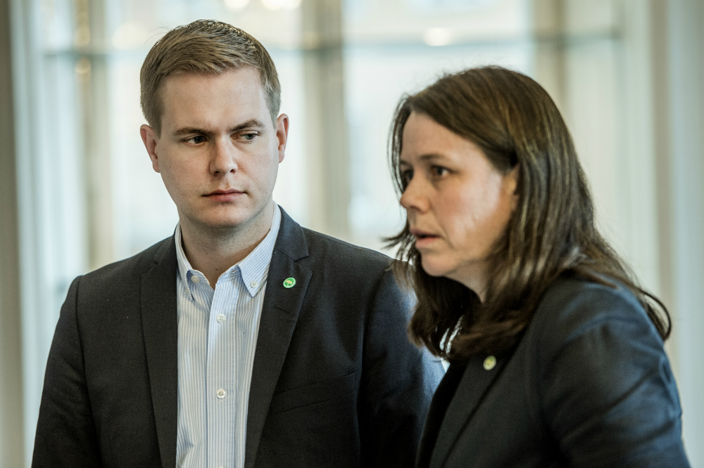 Språkrören för Miljöpartiet Gustav Fridolin och Åsa Romson.