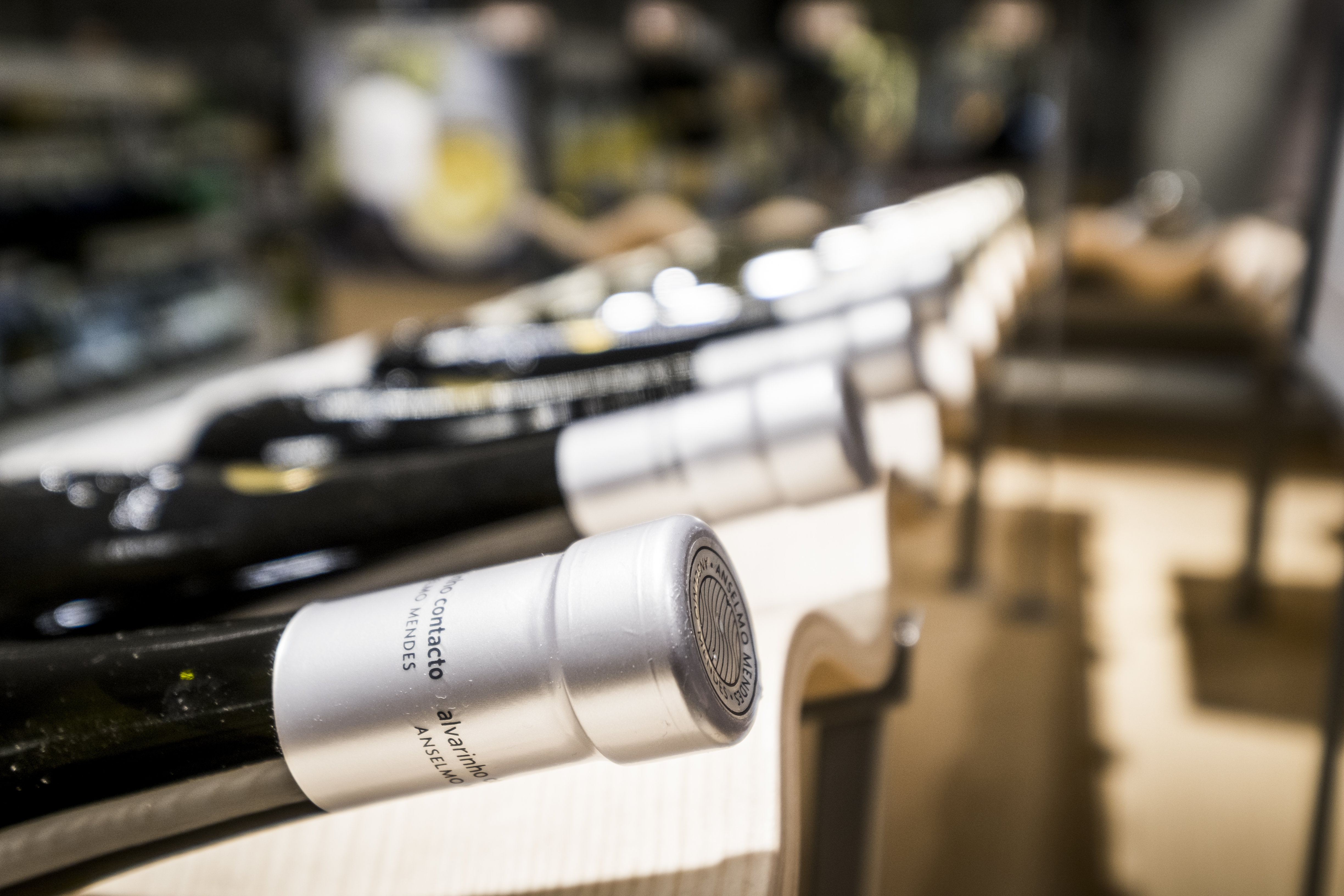 Vinflaskor på Systembolaget. Vinflaskor på Systembolaget.