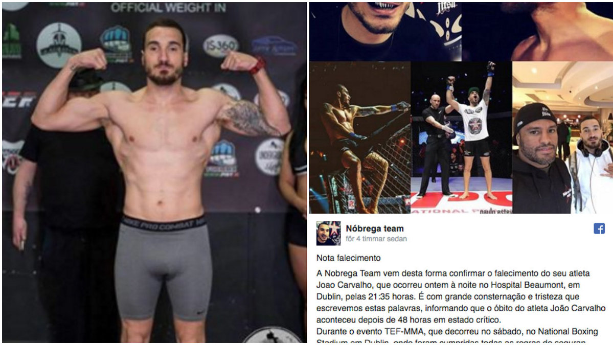 MMA-fightern, Joao Carvalho, har dött efter skadorna från att han blivit knockad. 
