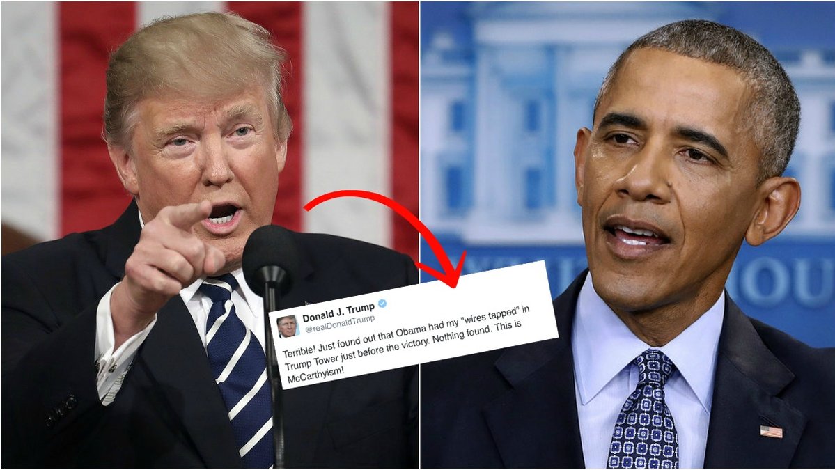 USA:s president Donald Trump gick till attack mot Barack Obama på Twitter. 