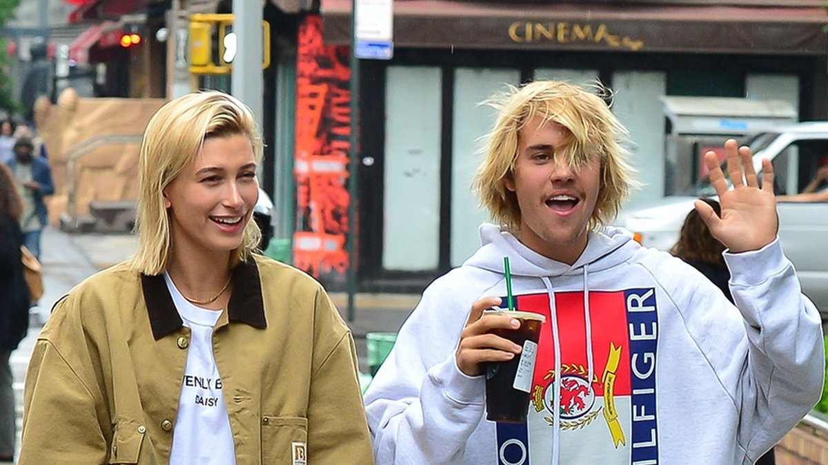 Justin Bieber och Hailey Baldwin i New York.