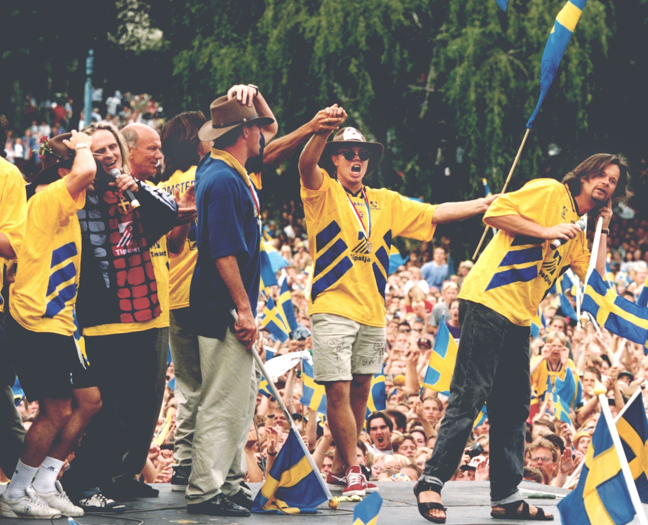Det hölls en stor segerfest i Rålambshovsparken i Stockholm när VM-bronset skulle firas 1994.