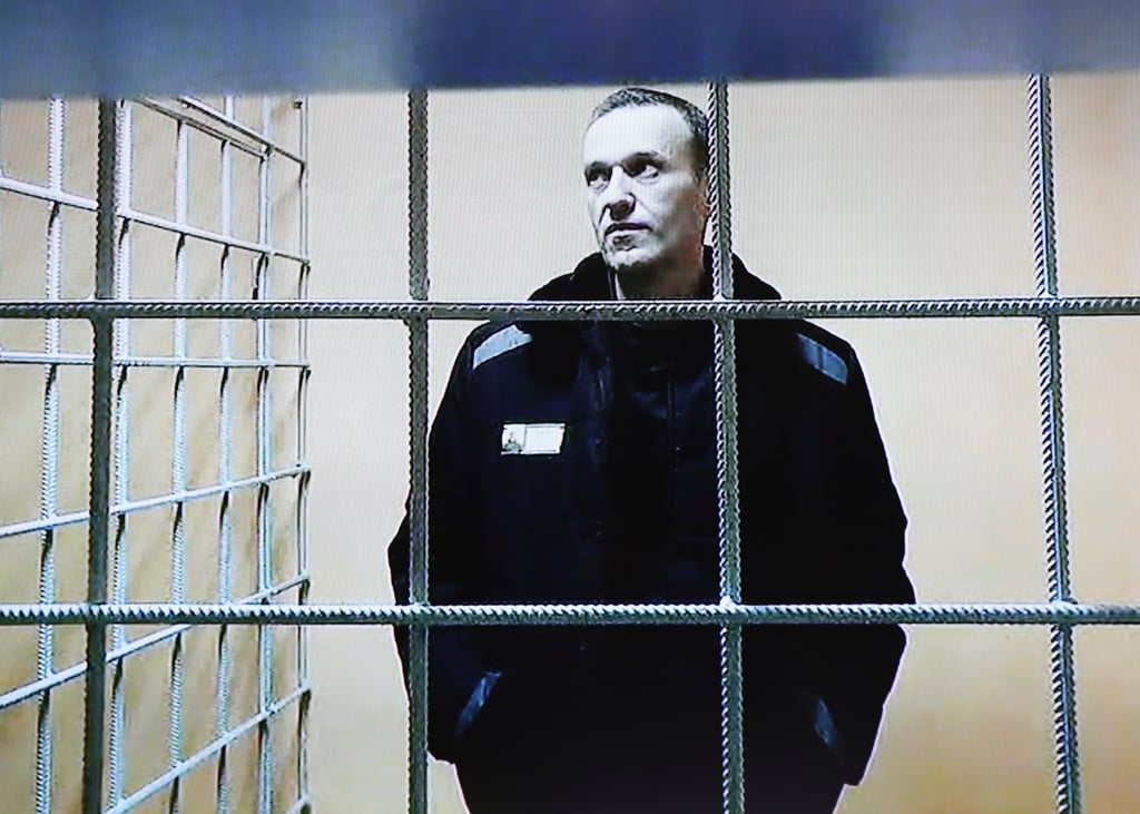 Oppositionsledaren Aleksej Navalnyj har snart avtjänat ett år i fängelset. Bilden är från ett videoframträdande i december i samband med en rättsförhandling