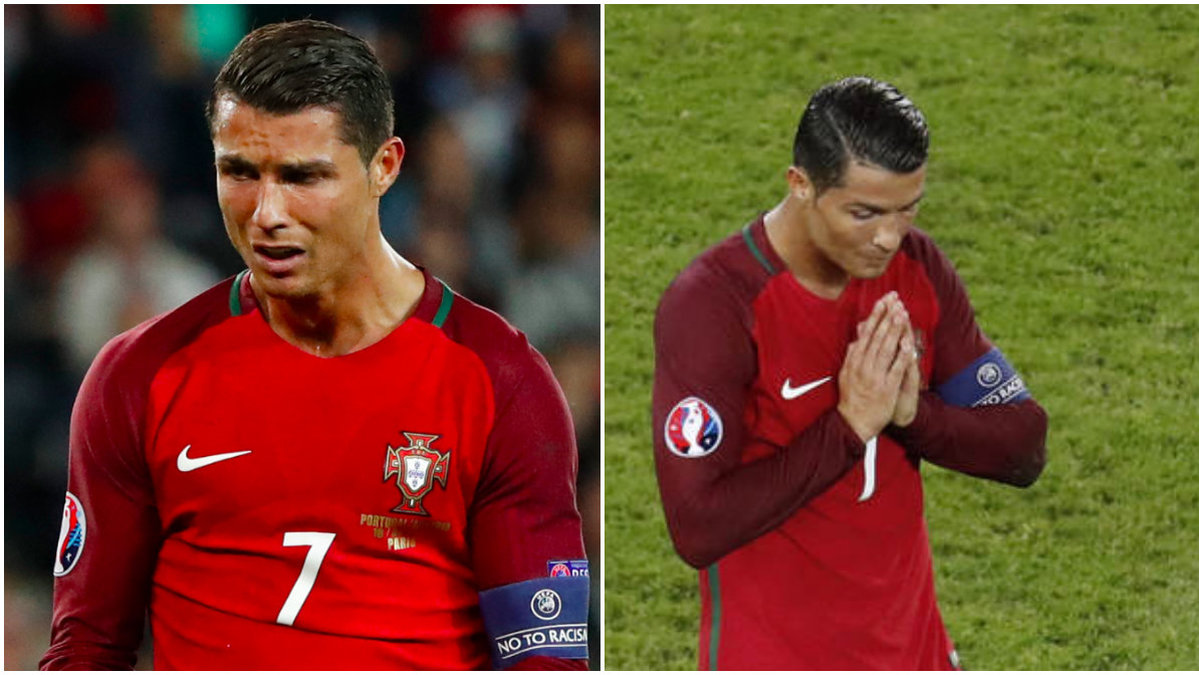 Besviken Ronaldo efter straffmissen mot Österrike.