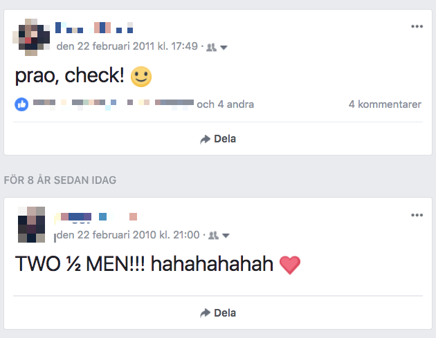 Så här kunde det se ut förut på Facebook. Så här kunde det se ut förut på Facebook.