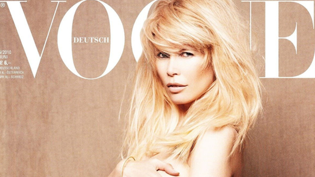 Claudia Schiffer på omslaget till Vogue.
