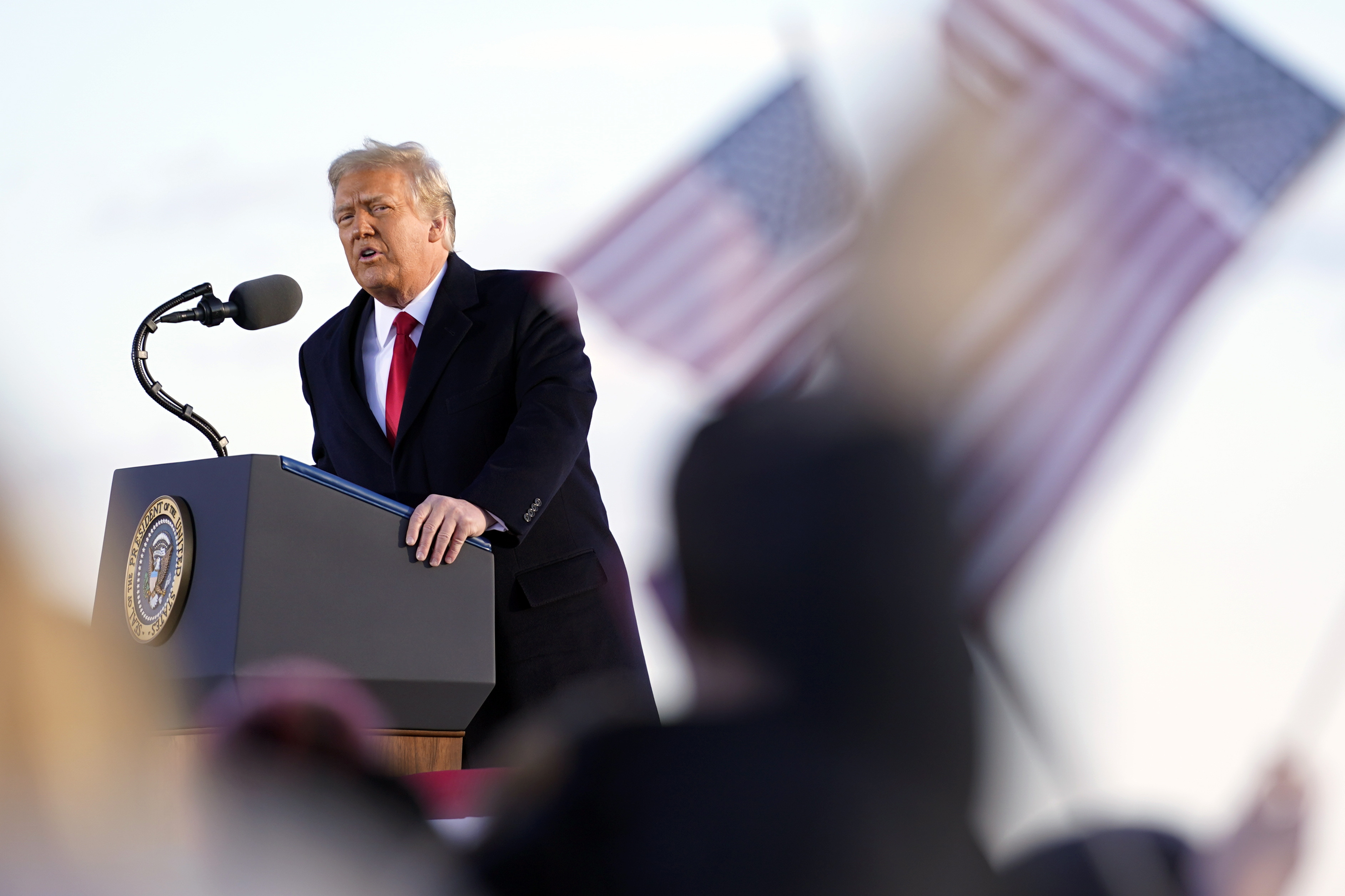 Trumps under sitt sista tal som president. Trumps under sitt sista tal som president.