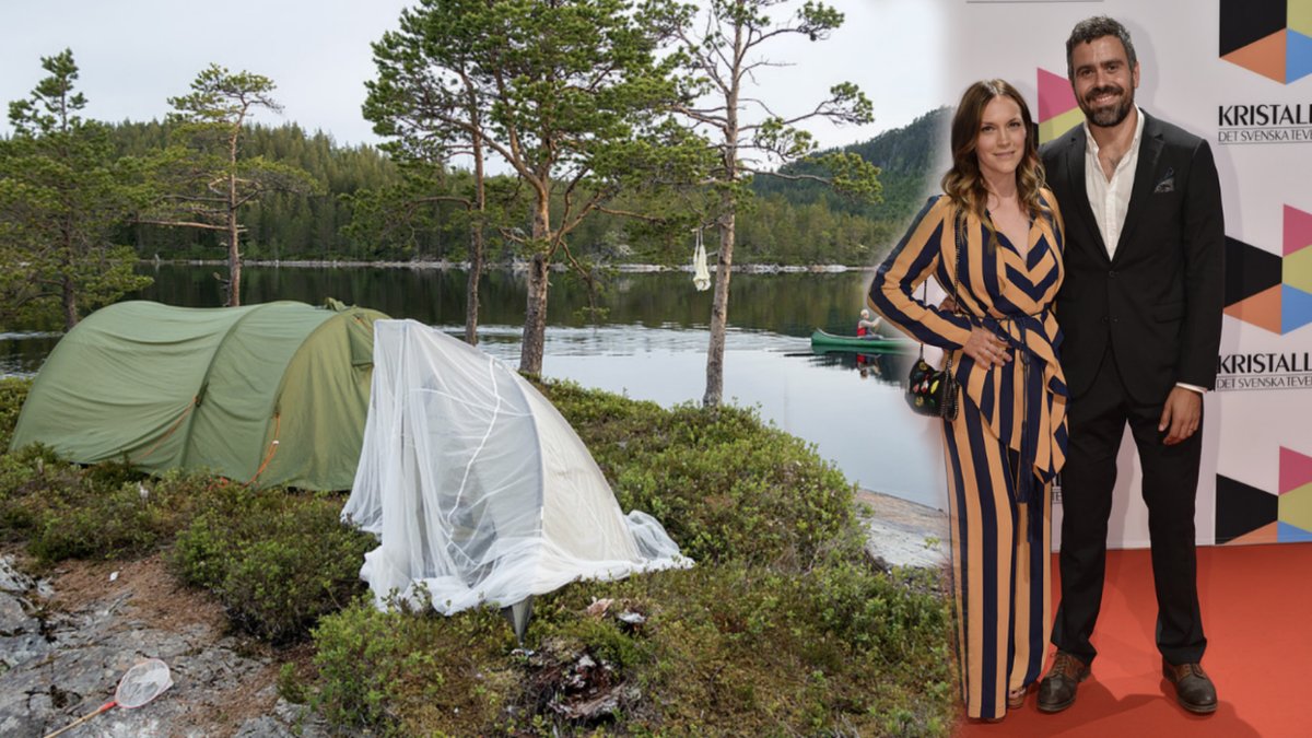 Tält ute i skogen i Vemdalen, Brita Zackari och Kalle Zackari Wahlström på Kristallen