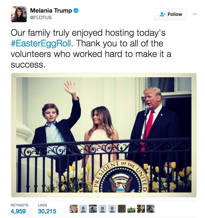 Melania har gillat ett inlägg på Twitter. Melania har gillat ett inlägg på Twitter.