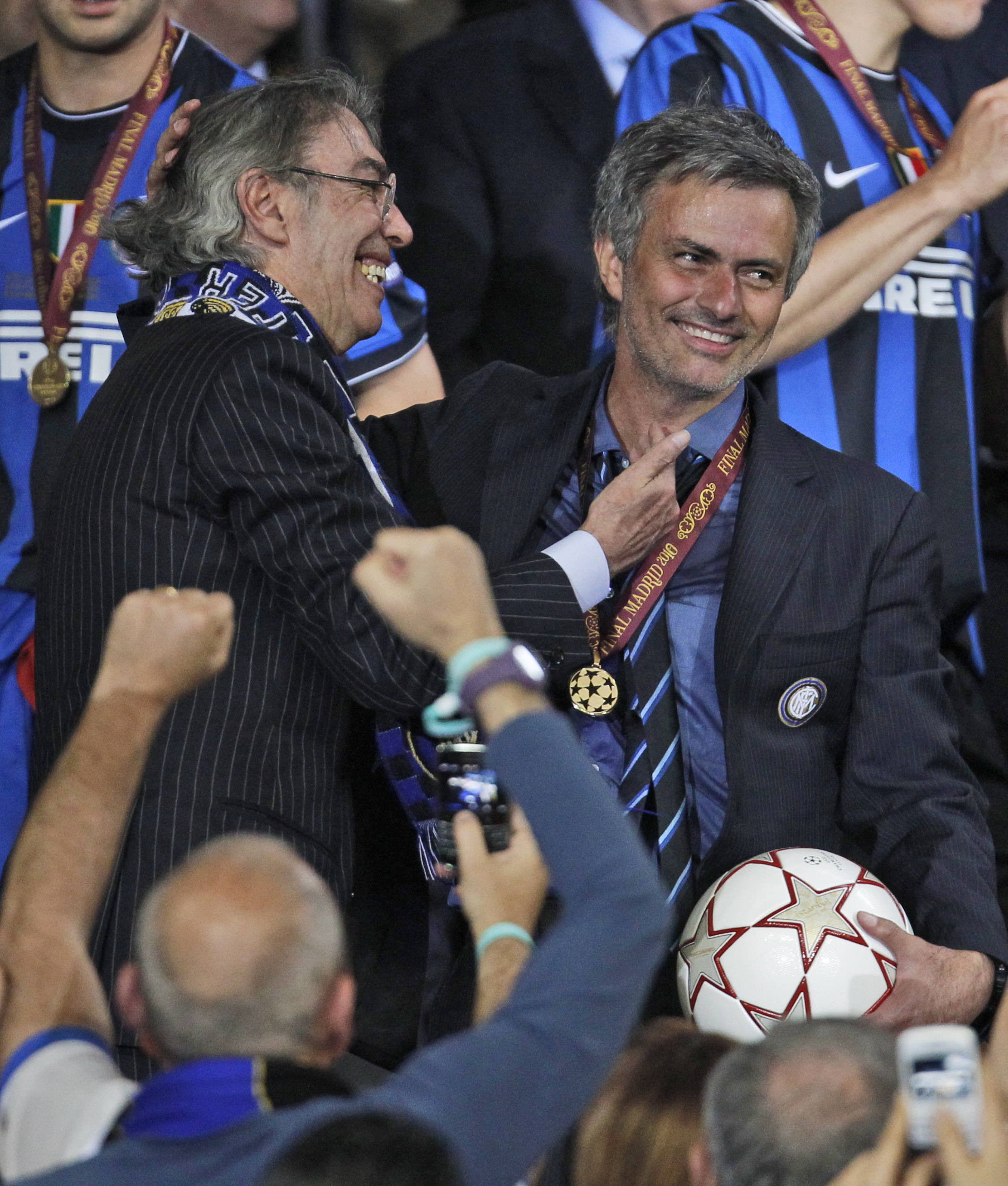 Presidenten Moratti och Mourinho.