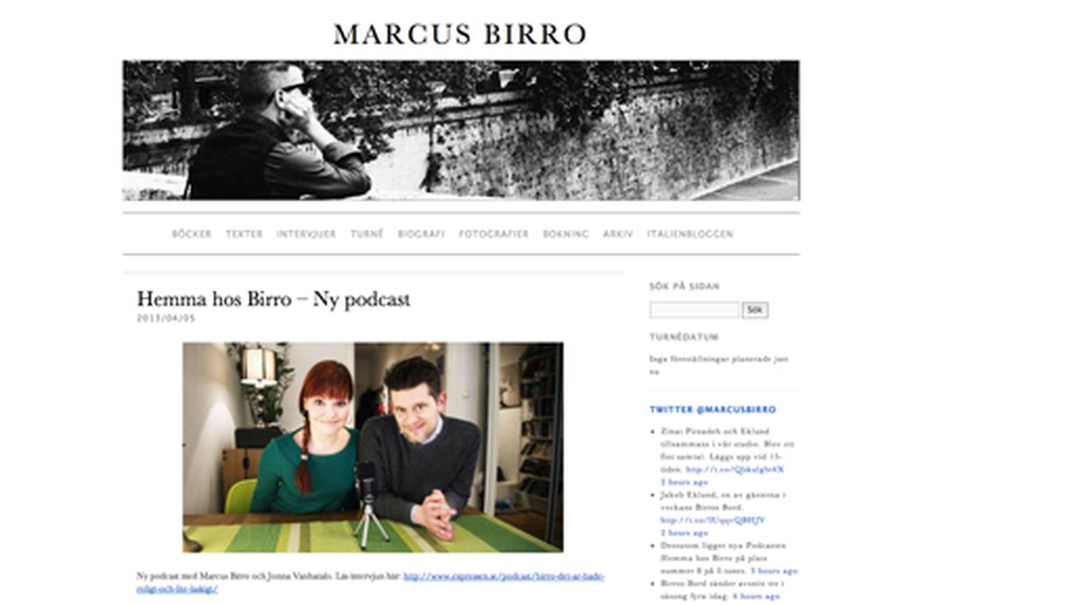 Så här ser det ut inne på hemsidan, vanlig information om Birro.
