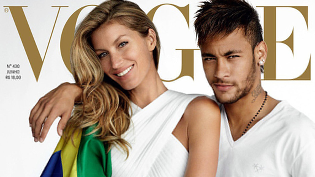 Gisele Bundchen och fotbollsstjärnan Neymar på omslaget av Vogue. 