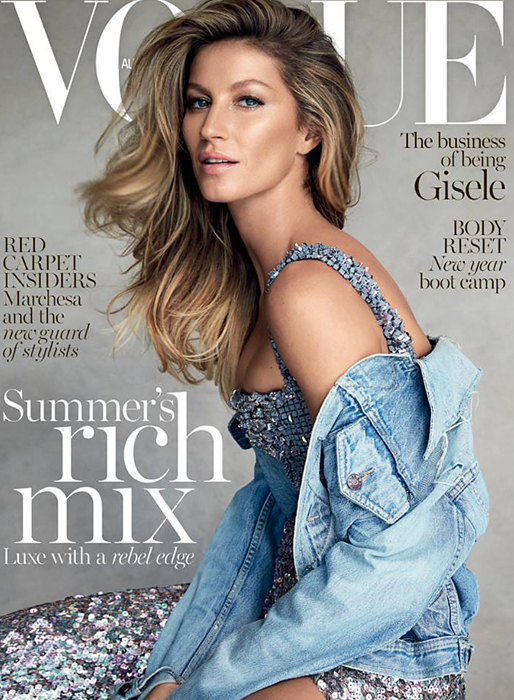Gisele Bundchen på omslaget till Vogue Australien. Gisele Bundchen på omslaget till Vogue Australien.
