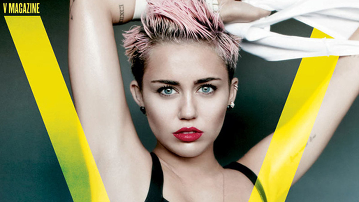 Miley på omslaget till tidningen V. 