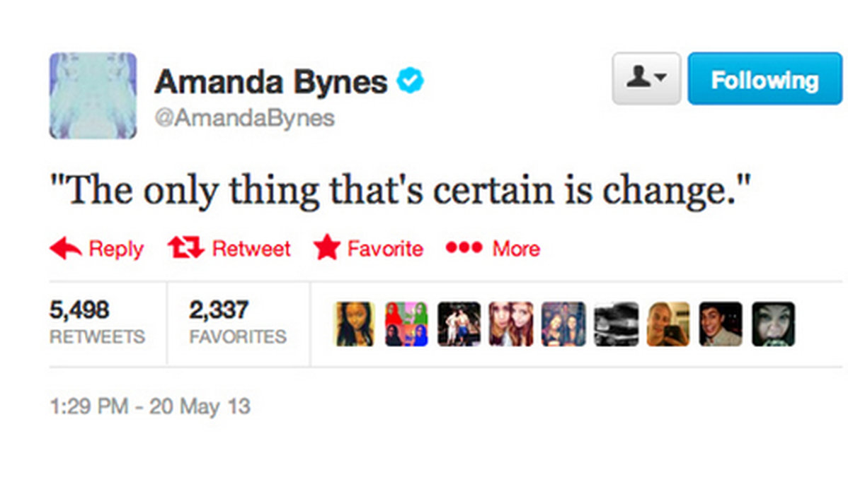 Amanda Bynes och hennes hemliga Twitterkonto skriver liknande tweets. 